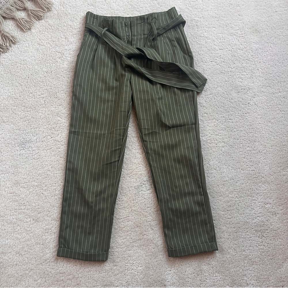 Woman’s Olive Pinstripe Pants XS